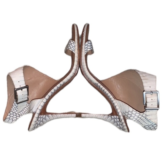 Vince Camuto Pikora Cream Snakeskin Peep Toe Stilettos Size 8 Heels Ankle Strap - Picture 6 of 16